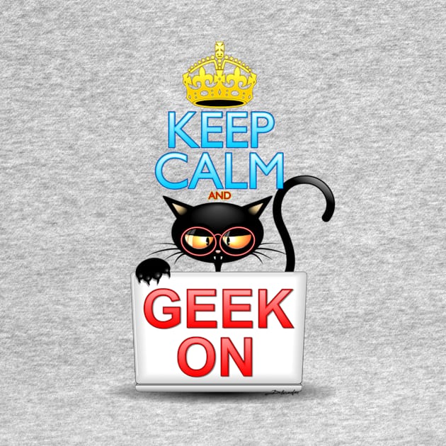 Keep Calm and Geek on! Cartoon Cat by BluedarkArt